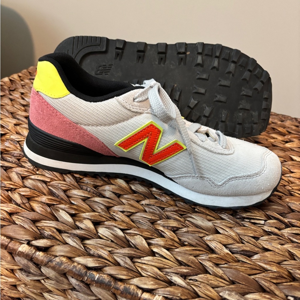 New Balance White Sneakers with Red and Yellow Accents
